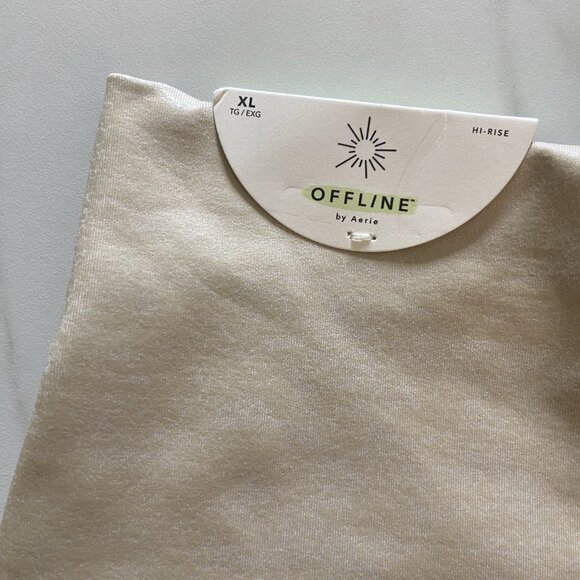 Offline by Aerie Cross Over 7/8” Hi-Rise Leggings NWT Beige/Gold Stretch Size XL - Picture 4 of 8
